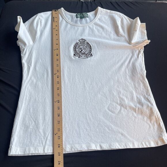 LRL Lauren Ralph Lauren Active Shirt Women Medium (tagged XL) Embroidered Crest - Picture 10 of 11